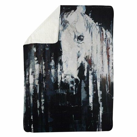 BEGIN HOME DECOR 60 x 80 in. Abstract Horse on Black Background-Sherpa Fleece Blanket 5545-6080-AN87